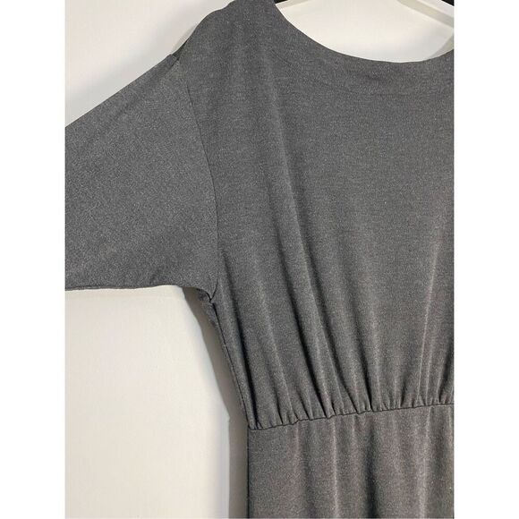 Medium, Anthropologie gray boat neck midi dress with front slit. - Picture 7 of 10